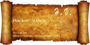 Hacker Vince névjegykártya